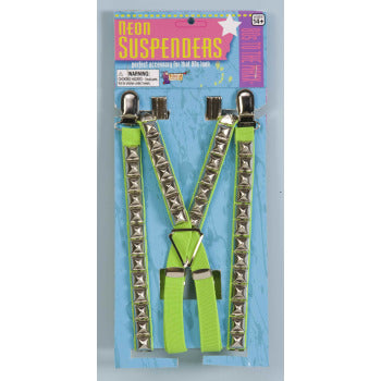 80'S STUDDED SUSPENDERS GREEN